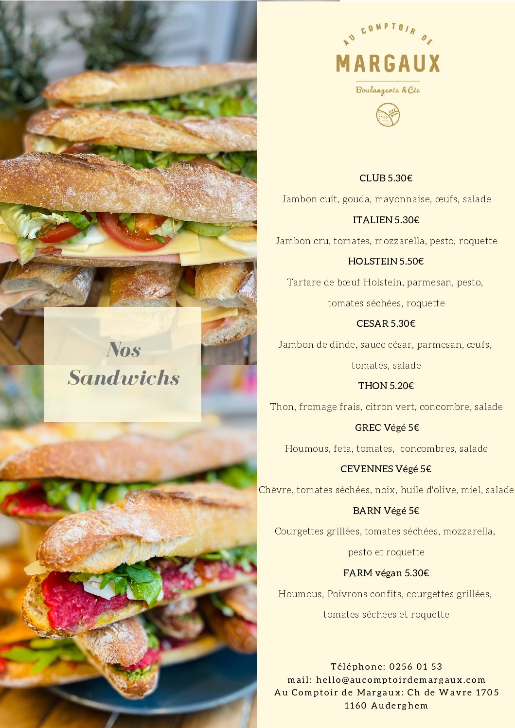 Au Comptoir de Margaux - Menu Sandwich